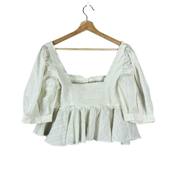 NWOT Free People Leave It To Me Peplum Babydoll Top White Size Medium - Picture 2 of 9